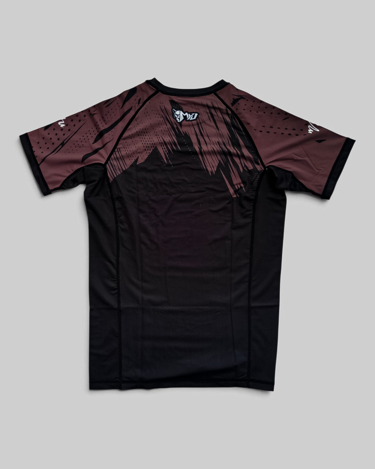 MYU Brown Ranked rashguard, IBJJF brown belt rank short-sleeve no-gi BJJ top — back view