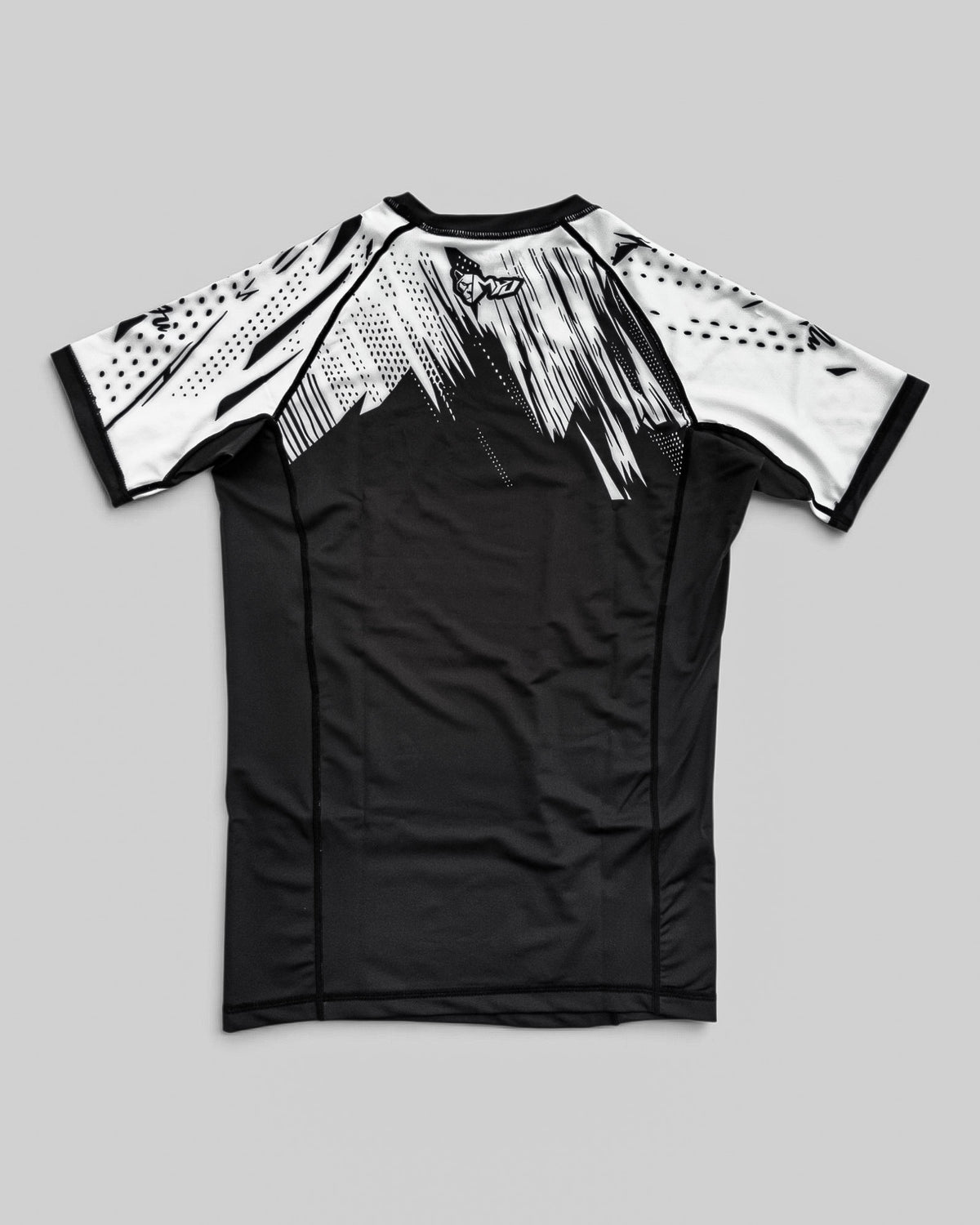 MYU White Ranked rashguard, IBJJF white belt rank short-sleeve no-gi BJJ top — back view