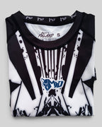 MYU Ink Explosion rashguard, short-sleeve BJJ compression top with ink splatter print — back view