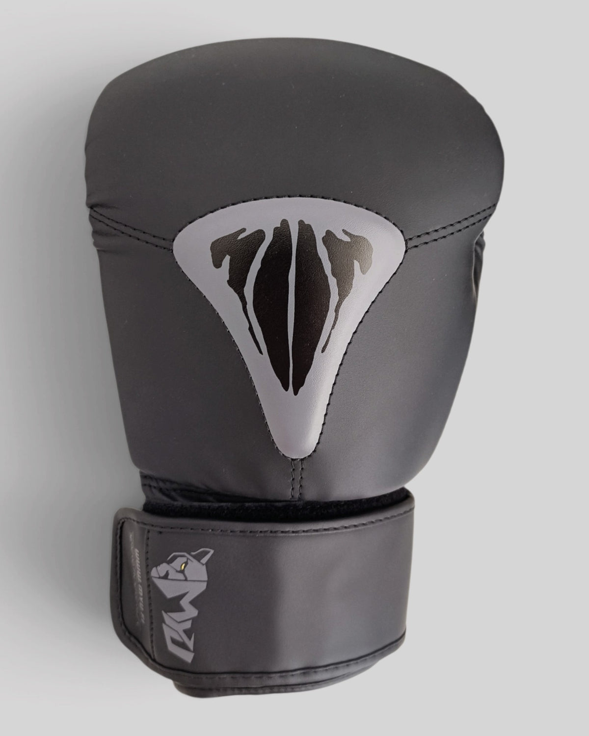 MYU PARS boxing gloves in black, hook-and-loop training and sparring gloves — front view