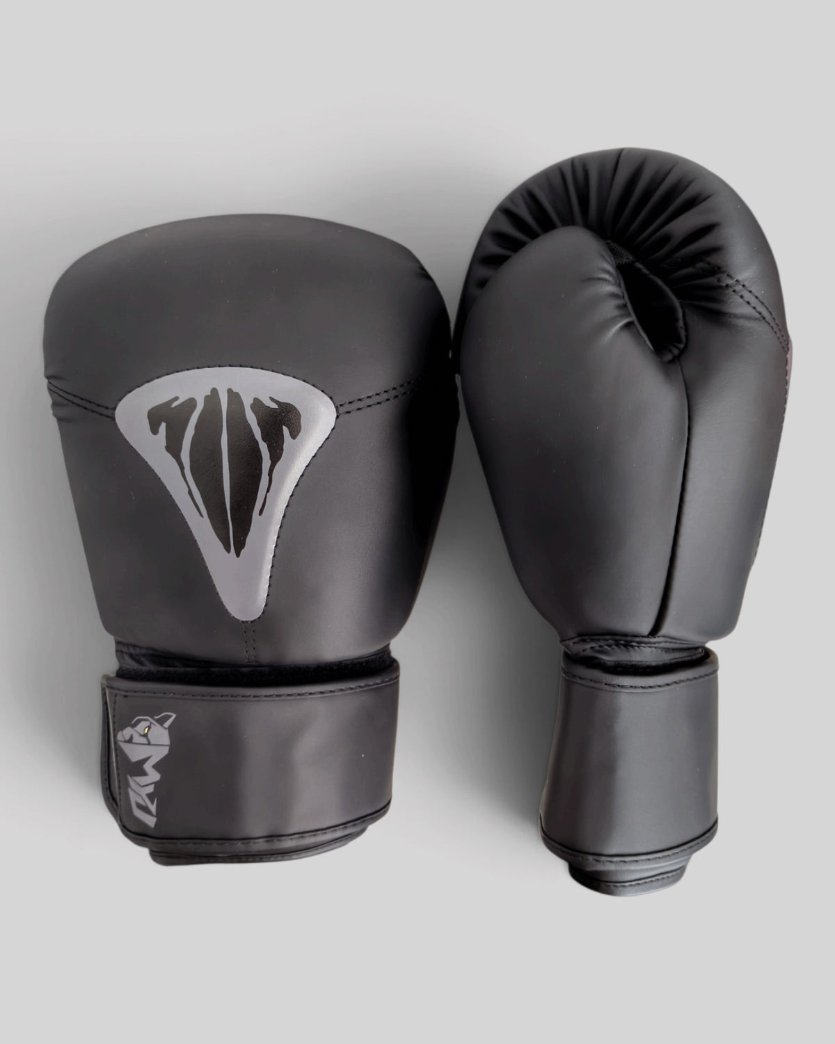 MYU PARS boxing gloves in black, hook-and-loop training and sparring gloves — both gloves side by side