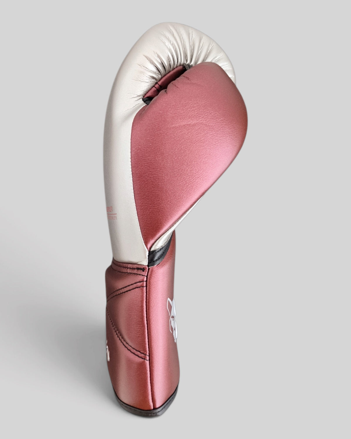 MYU CICERO boxing gloves in red and grey, lace-up training and sparring gloves — inner side of the hand