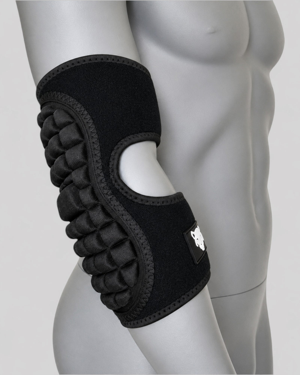 MYU elbow pad, single padded elbow sleeve for grappling and MMA — front view