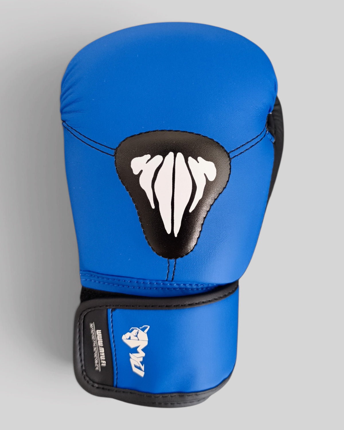 MYU PARS kids boxing gloves in blue, hook-and-loop gloves for junior boxers — front view